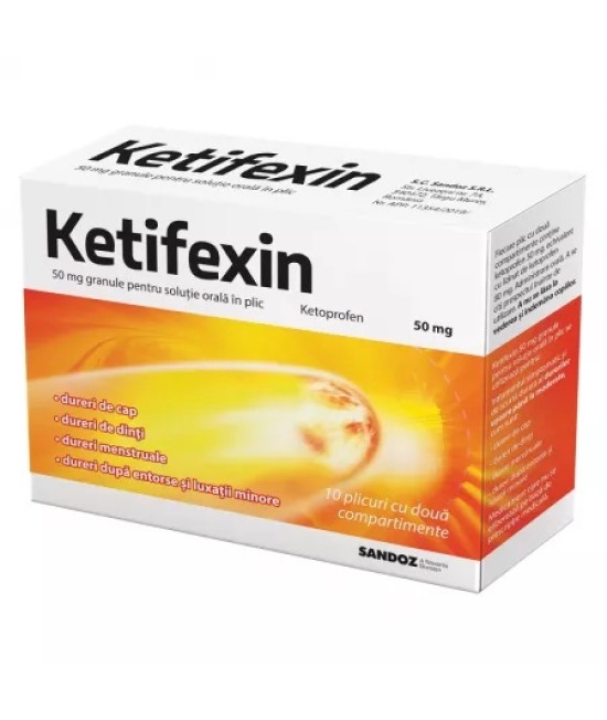 Ketifexin, 50 mg granule pentru solutie orala, 10 plicuri