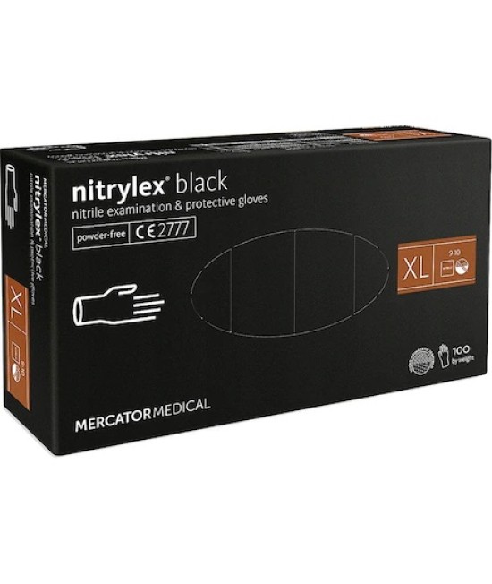 Manusi Examinare nitril, nepudrate marimea XL negre, 100 bucati