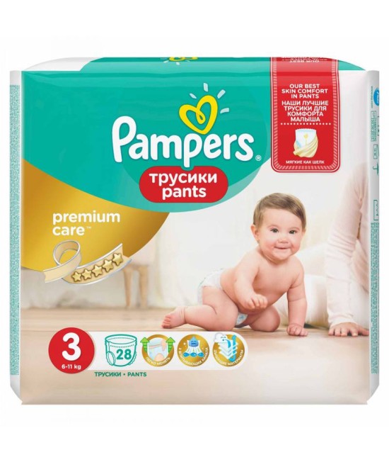 Pampers Premium Care Nr.3 Pants(Chilot) 6-11 kg, 28 bucati