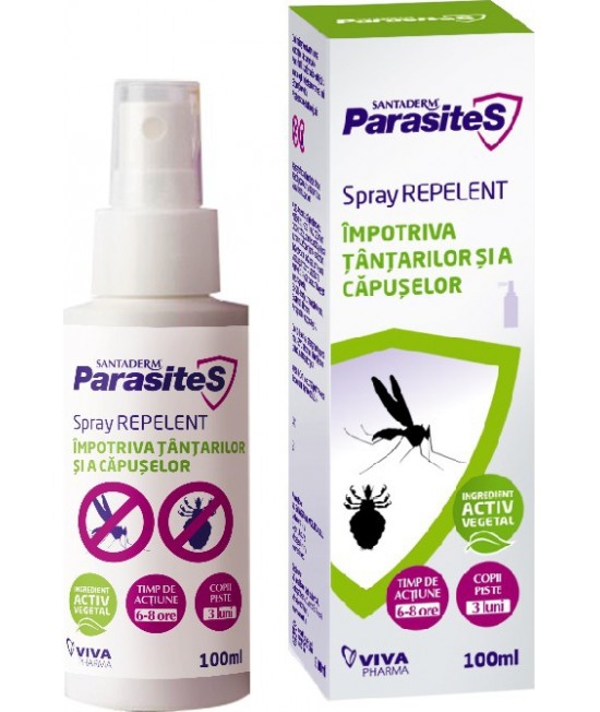 Santaderm Parasites Spray Repelent impotriva tantarilor si a capuselor, 100 ml