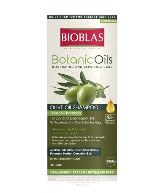Sampon Bioblas Botanic Oils cu ulei de masline pentru par uscat si deteriorat, 360 ml