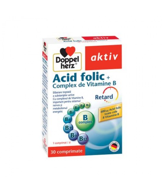 Doppelherz Acid Folic + Complex de Vitamina B, 30 comprimate